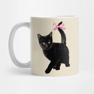 Cat with bow, coquette clothing, 90s Style T-Shirt, Pinterest Aesthetic Clothing, Cat lover Mug